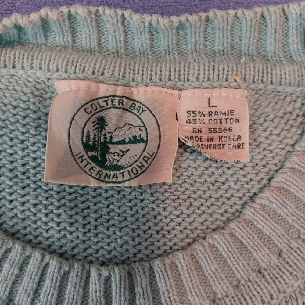 1980s Vintage Colter Bay International Women's Sweater Green Size L - Picture 6 of 8